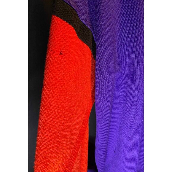 St John Sweater Marie Gray Purple Womens 10 Colorblock Cardigan - Picture 5 of 9